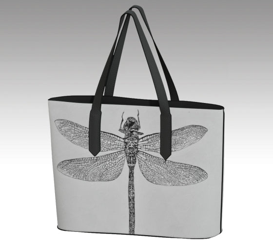 'Black Petaltail Dragonfly' Vegan Leather Tote